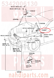 5342006130,HINGE ASSY, HOOD, LH,مفصلة كبوت يسار