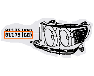 811700K290,UNIT ASSY, HEADLAMP, LH,شمعة أمامي يسار بدون ملحقات