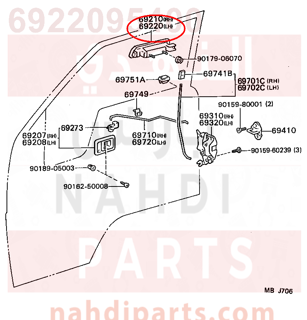 6922095400,HANDLE ASSY, FRONT DOOR OUTSIDE, LH,HANDLE   جبهة الباب الخارجي، LH