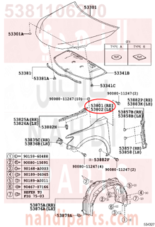 5381106200,PANEL, FR FENDER, RH,رفرف أمامي يمين كامل