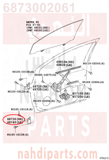 6873002061,HINGE ASSY, FRONT DOOR, LOWER RH,HINGE   الباب الأمامي، وانخفاض RH