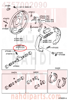 4757002090,CYLINDER ASSY, REAR WHEEL BRAKE(FOR LH, FRONT OR UPPER),سلندر (أسطوانة )