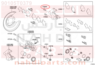 90105T0379,BOLT, HEXAGON(FOR REAR CALIPER),مسمار 