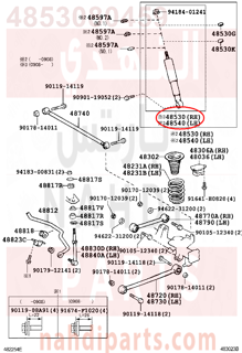 4853080459,ABSORBER ASSY, SHOCK, REAR RH,مساعد خلفي