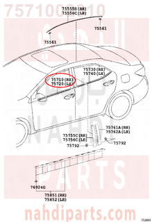 7571002310,MOULDING ASSY, FRONT DOOR BELT, يمين   ,صب آسى ، حزام الباب الأمامي ، على اليمين