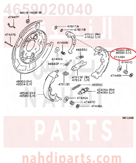 4659020040,SHOE ASSY, PARKING BRAKE, LH NO.2,قناش جلنط 