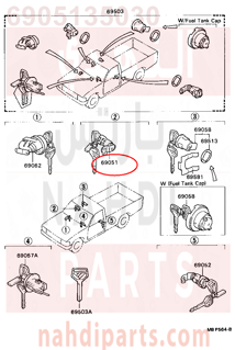 6905135030,CYLINDER & KEY SET, DOOR LOCK, RH,اسطوانة وKEY طقم   ، قفل الباب، RH