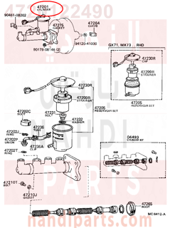 4720122490,CYLINDER SUB-ASSY, BRAKE MASTER,علبه فرامل كامله - سلندر فرامل