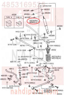 4853169525,ABSORBER ASSY, SHOCK, REAR RH,مساعد خلفى يمين 