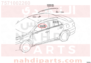 7571002260,MOULDING ASSY, FRONT DOOR BELT, يمين   ,صب آسى ، حزام الباب الأمامي ، على اليمين