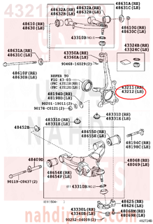 4321260230,KNUCKLE, STEERING, يسار  ,قاعدة فلنجة مع المساعد والهوب يسار