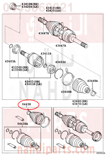 0443860021,BOOT KIT, FRONT DRIVE SHAFT,جلود عكس داخلى  امامى