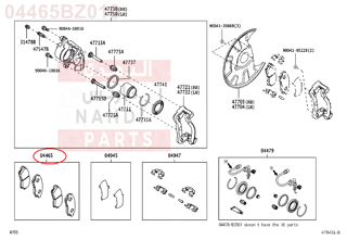 04465BZ010,PAD KIT, DISC BRAKE, FRONT,قماش فرامل أمامي