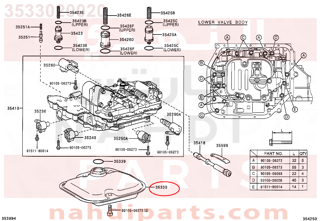 3533020020,STRAINER ASSY, VALVE BODY OIL,فلتر زيت القير