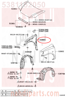 5381152050,FENDER SUB-ASSY, FRONT RH,رفرف أمامي يمين كامل