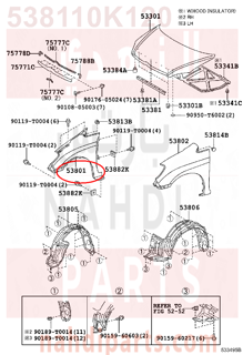 538110K120,FENDER SUB-ASSY, FRONT RH,رفرف أمامي يمين كامل