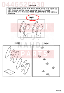 0446526030,PAD KIT, DISC BRAKE, FRONT,قماش فرامل أمامي