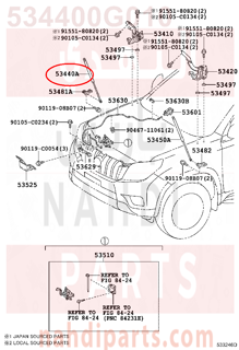 534400G010,SUPPORT ASSY, HOOD, RH,مساعد كبوت 