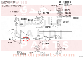 4882006110,LINK ASSY, FRONT STABILIZER, RH,ذراع توازن 