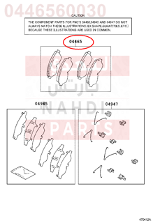 0446560030,PAD KIT, DISC BRAKE, FRONT,قماش فرامل أمامي