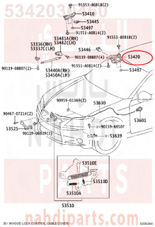 5342030460,HINGE ASSY, HOOD, LH,مفصلة كبوت يسار