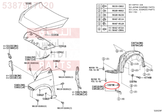 5387917020,RETAINER, FRONT FENDER LINER,وصلة قاعدة 