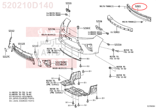 520210D140,REINFORCEMENT, FRONT BUMPER,جسر صدام أمامي