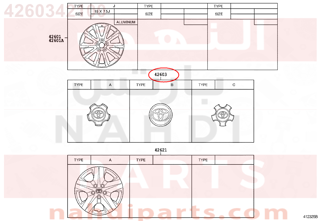 4260342100,ORNAMENT SUB-ASSY, WHEEL HUB,طاسة كفر 