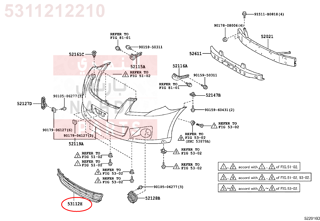 5311212210,GRILLE, RADIATOR, LOWER NO.1,شبك صدام أمامي