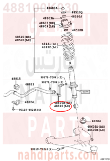 488100K030,LINK ASSY, FRONT STABILIZER, LH,ذراع توازن 