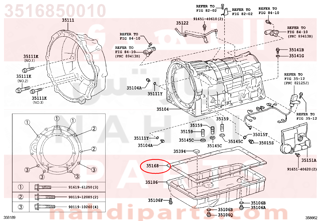 3516850010,GASKET, AUTOMATIC TRANSMISSION OIL PAN,وجه  