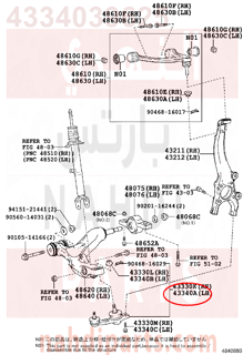 4334039625,JOINT ASSY, LOWER BALL, FRONT LH,جوزوة مقص 