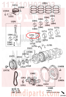 117110H02003,BEARING, CRANKSHAFT,سبيكة مكينة 