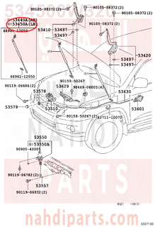 534500W320,SUPPORT ASSY, HOOD, LH,مساعد كبوت 