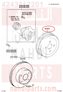 4243112201,DRUM SUB-ASSY, REAR BRAKE,هوب كفر خلفي - نظام هلال