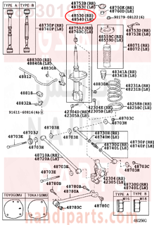 4853019645,ABSORBER ASSY, SHOCK, REAR RH,مساعد خلفى يمين 