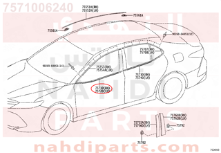 7571006240,MOULDING ASSY, FRONT DOOR BELT, يمين   ,صب آسى ، حزام الباب الأمامي ، على اليمين