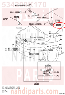 534200K170,HINGE ASSY, HOOD, LH,مفصلة كبوت يسار