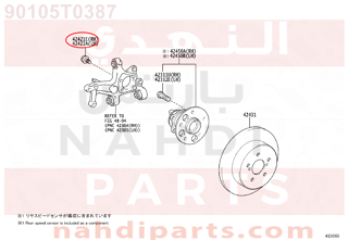 90105T0387,BOLT (FOR REAR AXLE BEARING CASE RH),مسمار