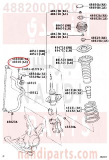 488200D020,LINK ASSY, FRONT STABILIZER, RH,ذراع توازن 