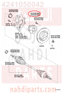 4241050042,HUB & BEARING ASSY, REAR AXLE, RH,فلنجة خلفيه يمين مع الرمان ,والحساس 