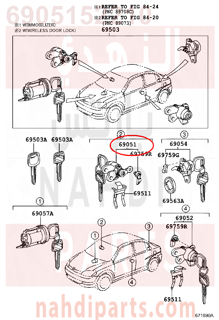 6905152210,CYLINDER & KEY SET, DOOR LOCK, RH,اسطوانة وKEY طقم   ، قفل الباب، RH