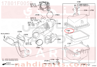 17801F0050,ELEMENT SUB-ASSY, AIR CLEANER FILTER,فلتر هواء مكينة