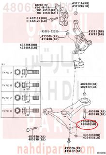 4806902280,ARM SUB-ASSY, FRONT SUSPENSION, LOWER NO.1 LH,مقص امامي يسار