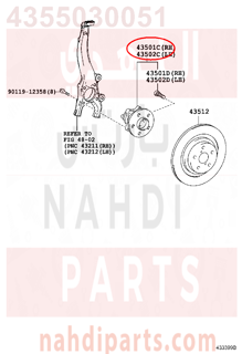 4355030051,HUB SUB-ASSY, FRONT AXLE, RH,عكس أمامي يمين كامل 