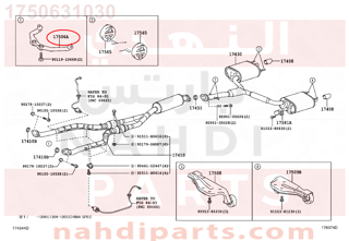 1750631030,BRACKET SUB-ASSY, EXHAUST PIPE NO.1 SUPPORT,دعامة 