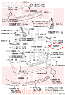 5256202250,RETAINER, REAR BUMPER, UPPER RH,قاعدة صدام خلفي يمين