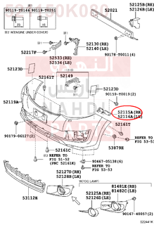 521150K080,SUPPORT, FRONT BUMPER SIDE, RH,قاعدة صدام امامى يمين