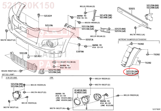 521120K150,EXTENSION, FRONT BUMPER, RH,فيبر صدام امامي