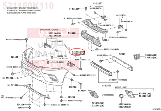 521150K110,SUPPORT, FRONT BUMPER SIDE, RH,قاعدة صدام امامى يمين